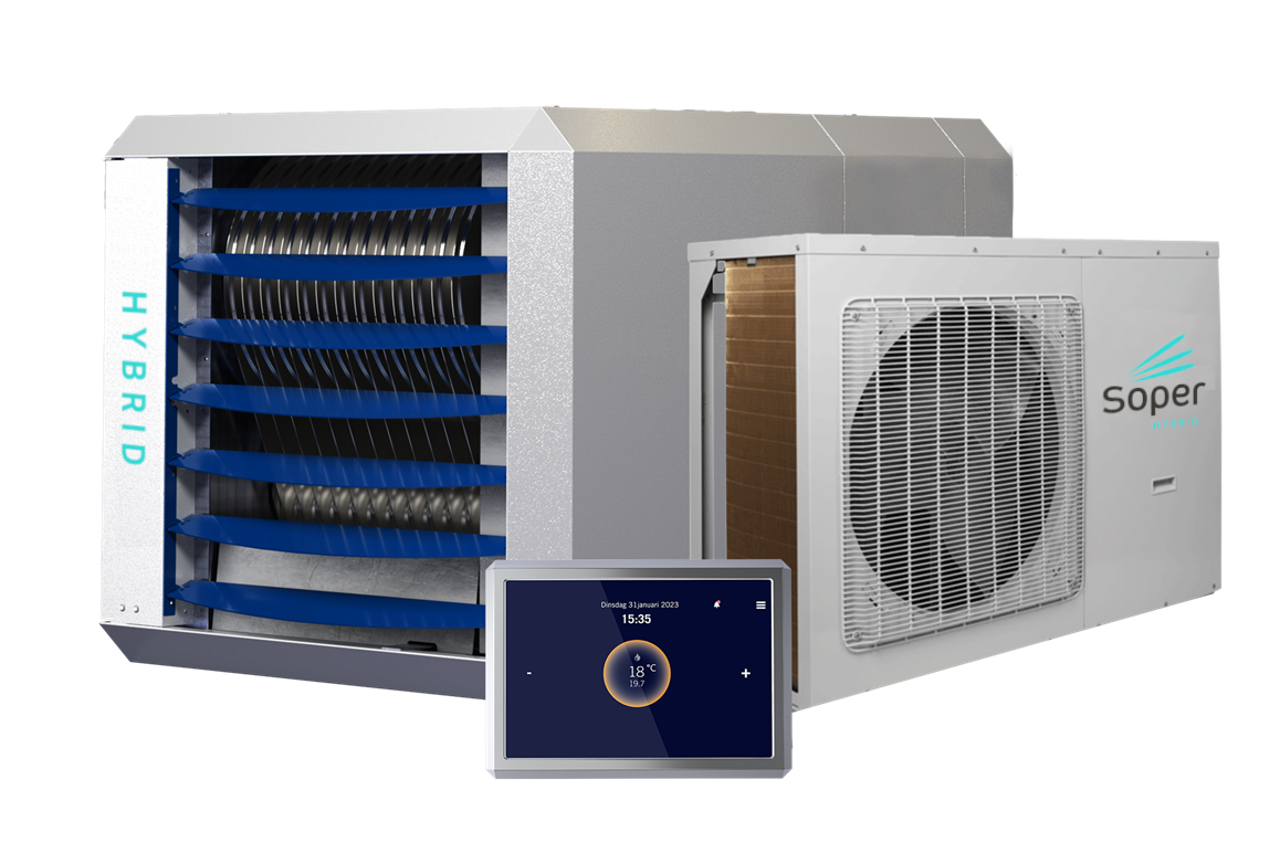 Hybride luchtverhitter aardgas 30+12kW H12SG30